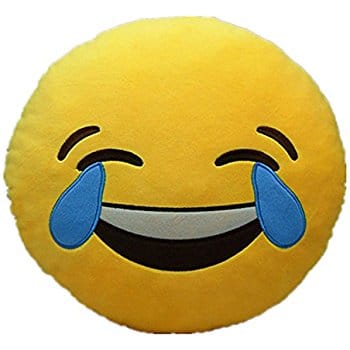 Mignon Peluche Emoji Jaune Emoticône Smiley Rond Coussin
