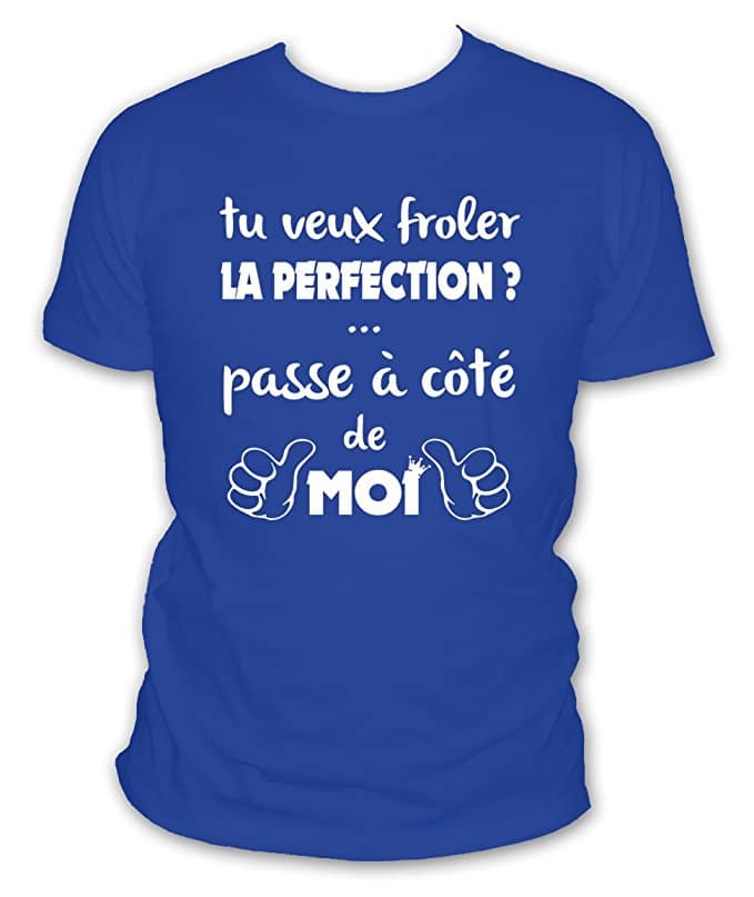 T-shirt humour: Si tu veux frôler la perfection passe à coté de moi