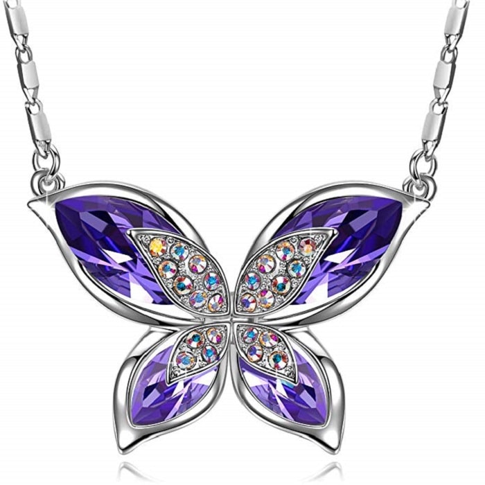 Papillon Collier Femme avec Cristaux de Swarovski, Bijoux Femme