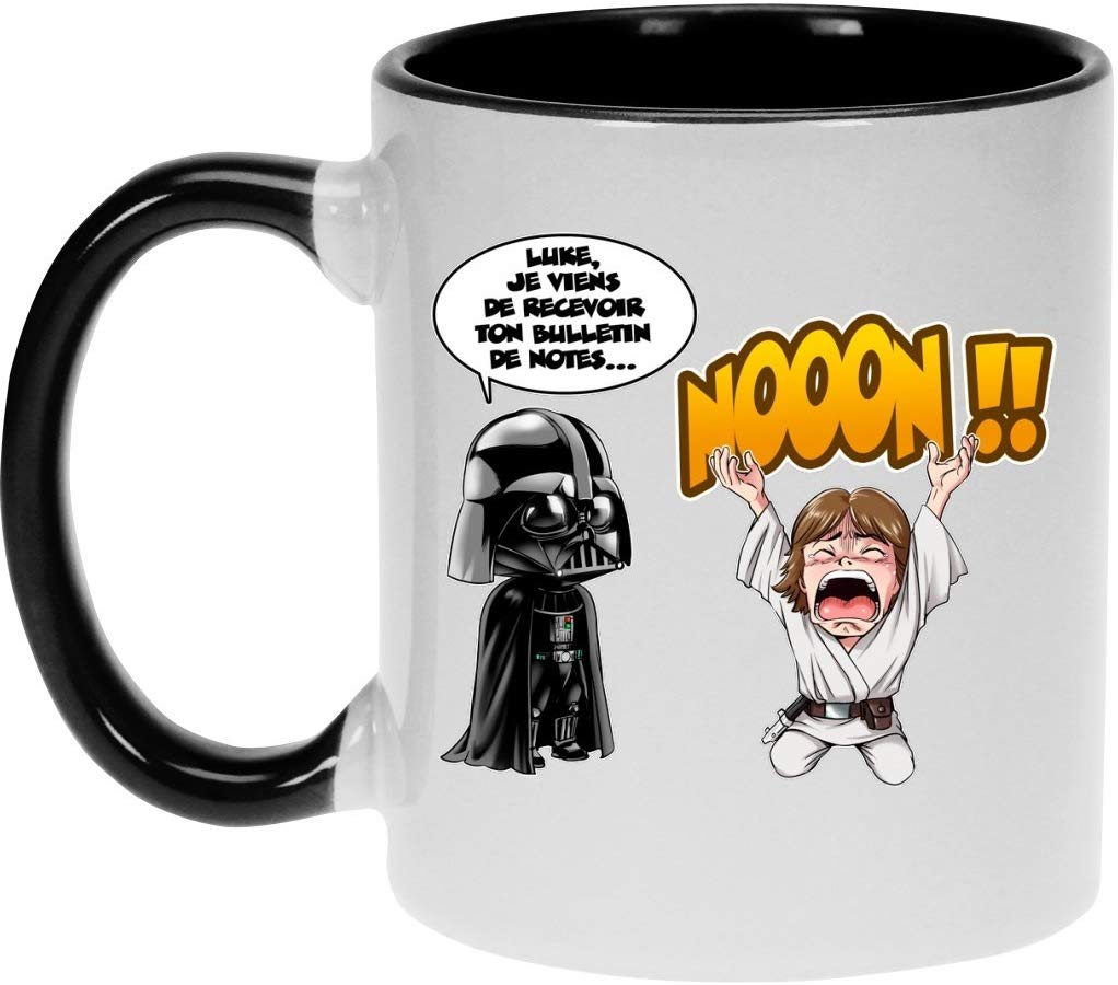 Mug Noir Star Wars parodique Luke Skywalker et Dark Vador