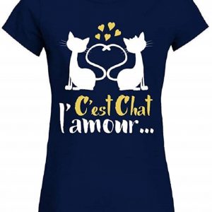 T-Shirt Couple Animal Humour C'est Chat l'amour Femme