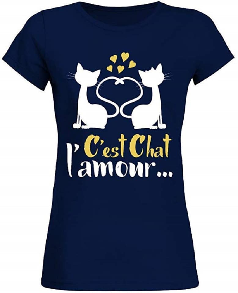 T-Shirt Couple Animal Humour C'est Chat l'amour Femme