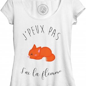 T-Shirt Femme J'Peux Pas J'Ai La Flemme Humour Dessin Renard Roux Mignon Animaux