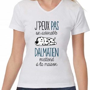 T-Shirt Femme col V Humour Fun Drôle et Mignon - Collection Animaux et Races