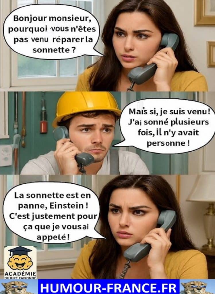 Bonjour monsieur, pourquoi vous n’êtes pas venu réparer la sonnette ?