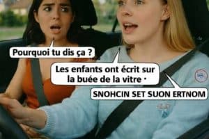 Ça doit être des étrangers, dans la voiture d’à côté …