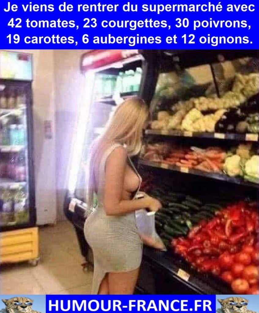 Je viens de rentrer du supermarché avec 42 tomates, 23 courgettes, 30 poivrons, 19 carottes, 6 aubergines et 12 oignons.