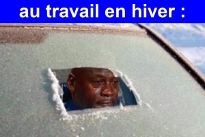 Quand tu es en retard au travail en hiver :