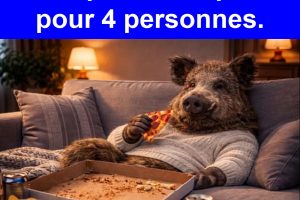 Quand tu viens de finir une pizza marquée pour 4 personnes.