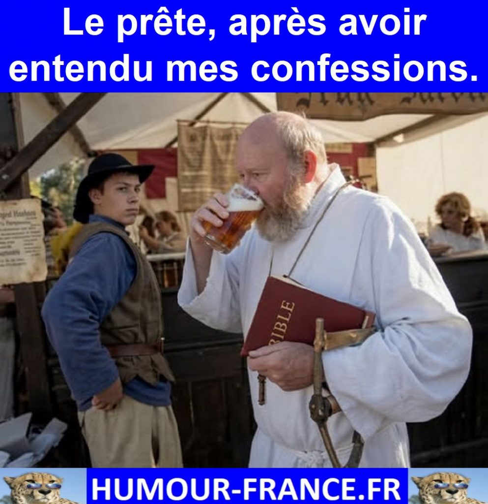 Le prête, après avoir entendu mes confessions.