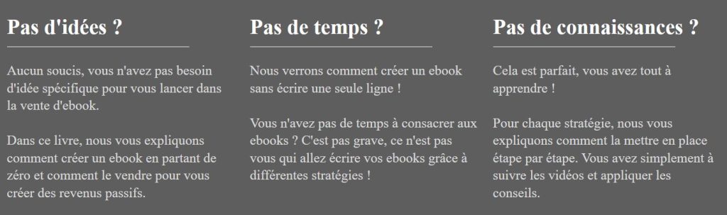 Aucun soucis, vous n'avez pas besoin d'idée spécifique pour vous lancer dans la vente d'ebook.