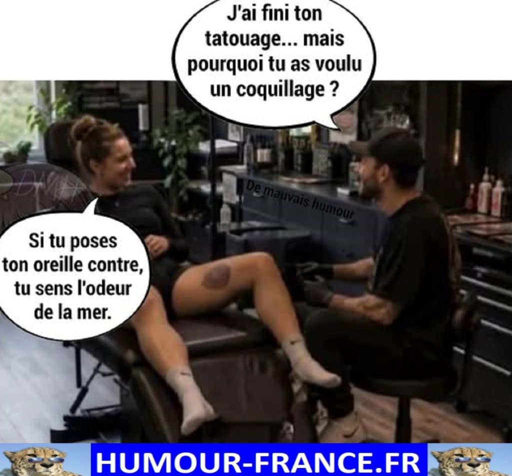 J’ai fini ton tatouage … mais pourquoi tu as voulu un coquillage ?